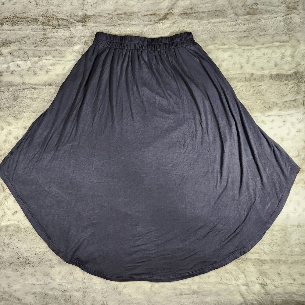 Sozy Gwendolyn Graphite Gray Chic Soft Modal Midi Skirt with Pockets Size S - Picture 6 of 8